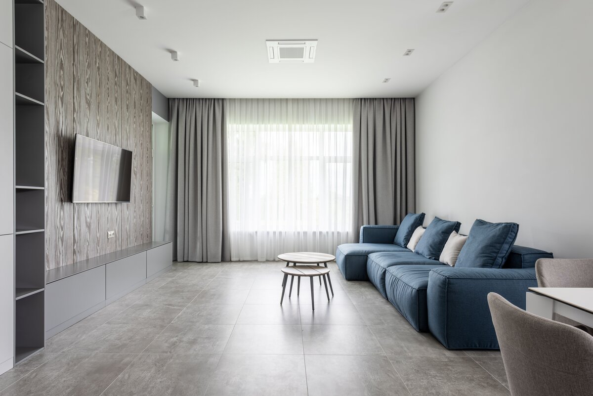 Modern lounge with streaming setup